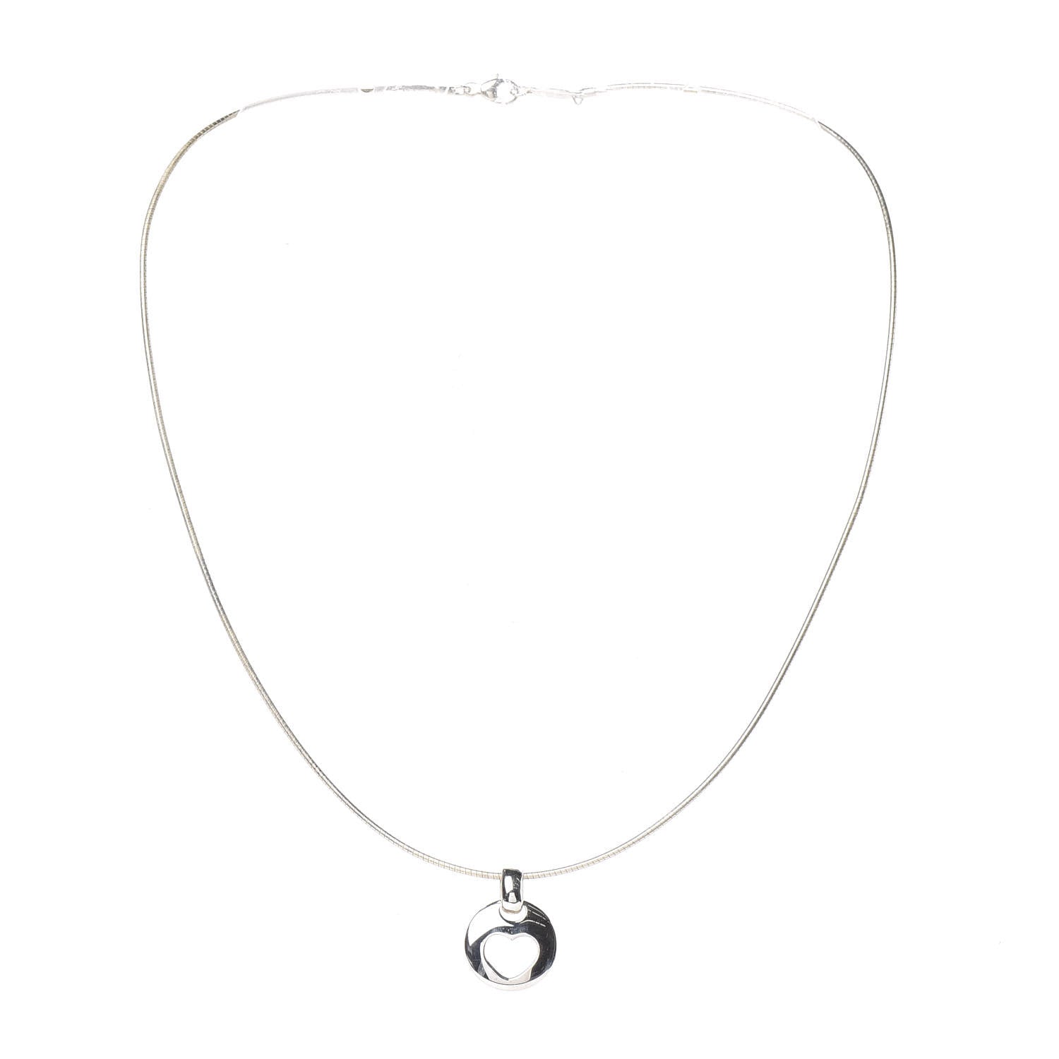 Tiffany Sterling Silver Heart Wire Pendant Necklace 3 of 7