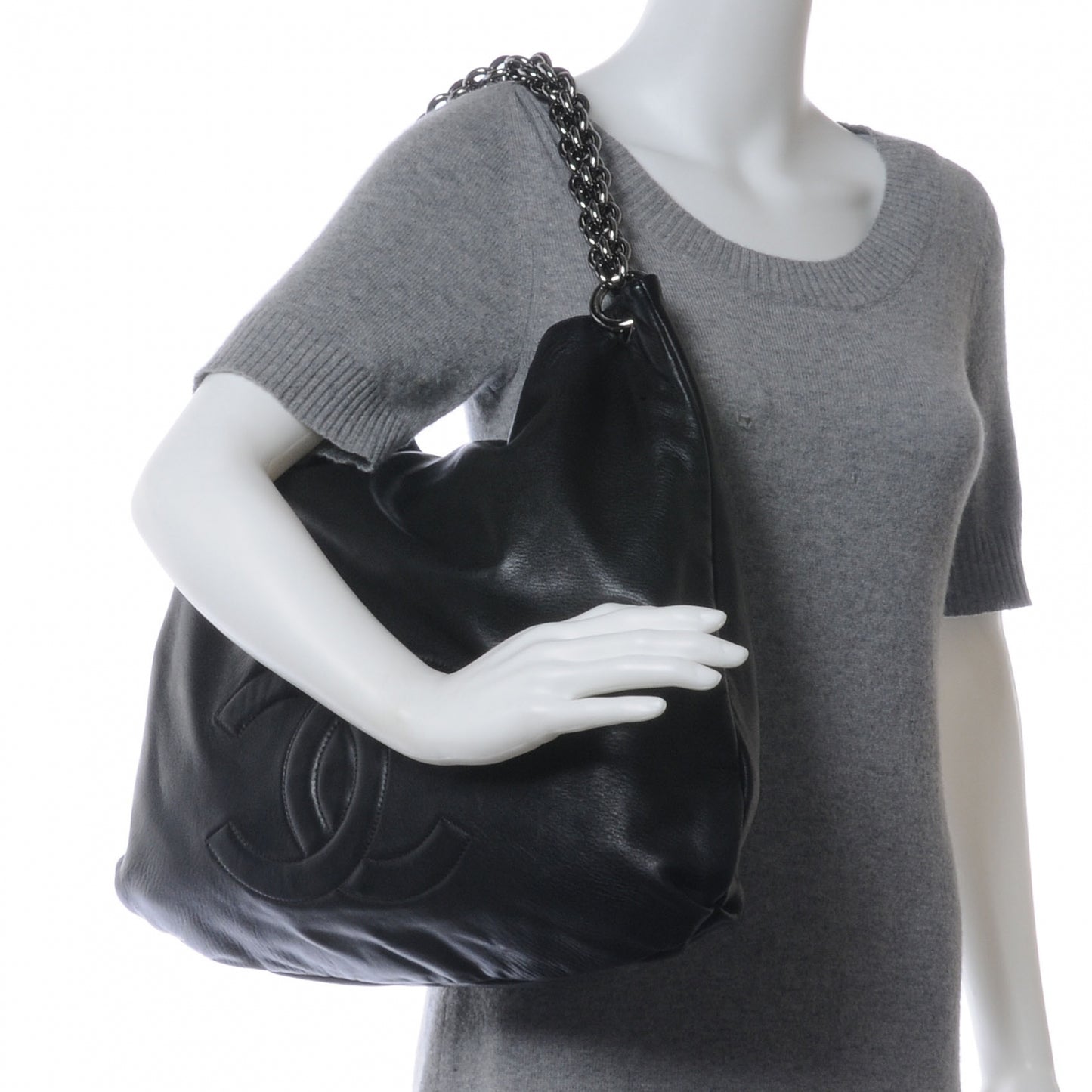 Lambskin Soft and Chain Large Hobo Black