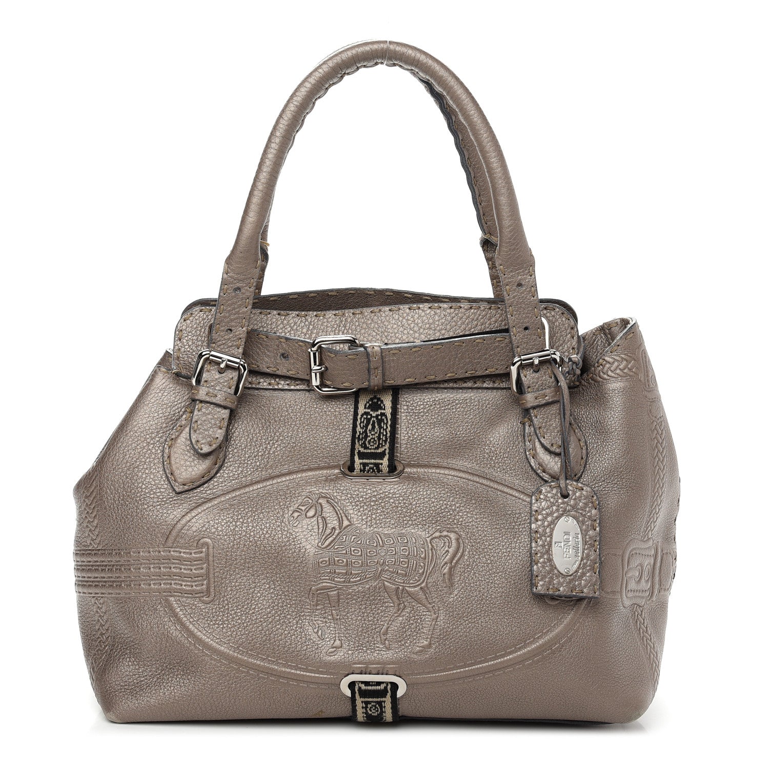 Fendi Cuoio Romano Selleria Small Villa Borghese Tote Peltro 1 of 14