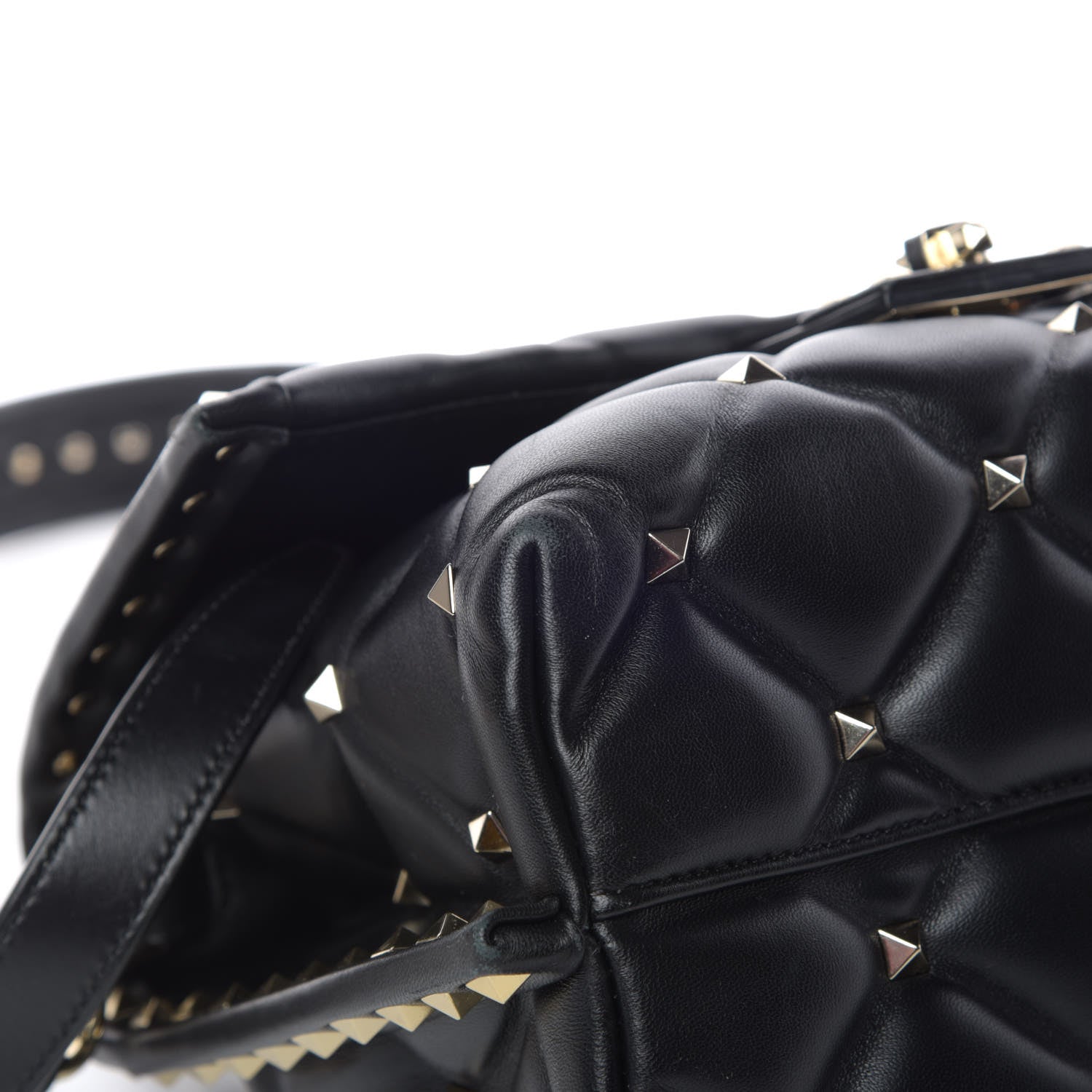 Valentino Garavani Lambskin VLTN Print Candystud Top Handle Bag Black 9 of 12