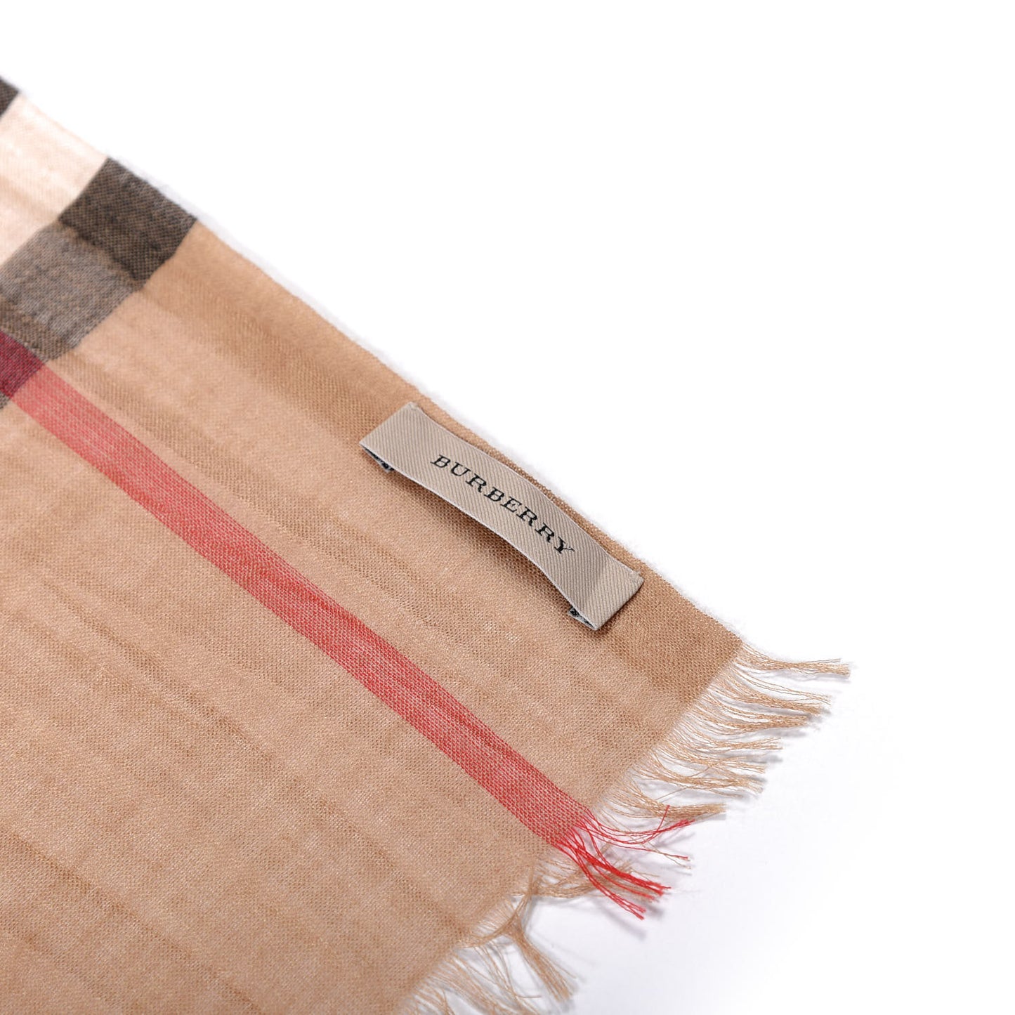 Linen Giant Check Lightweight Scarf Camel