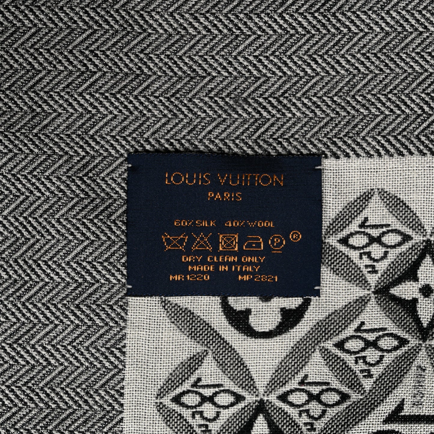 Silk Wool Jacquard Since 1854 Monogram Shawl Gray