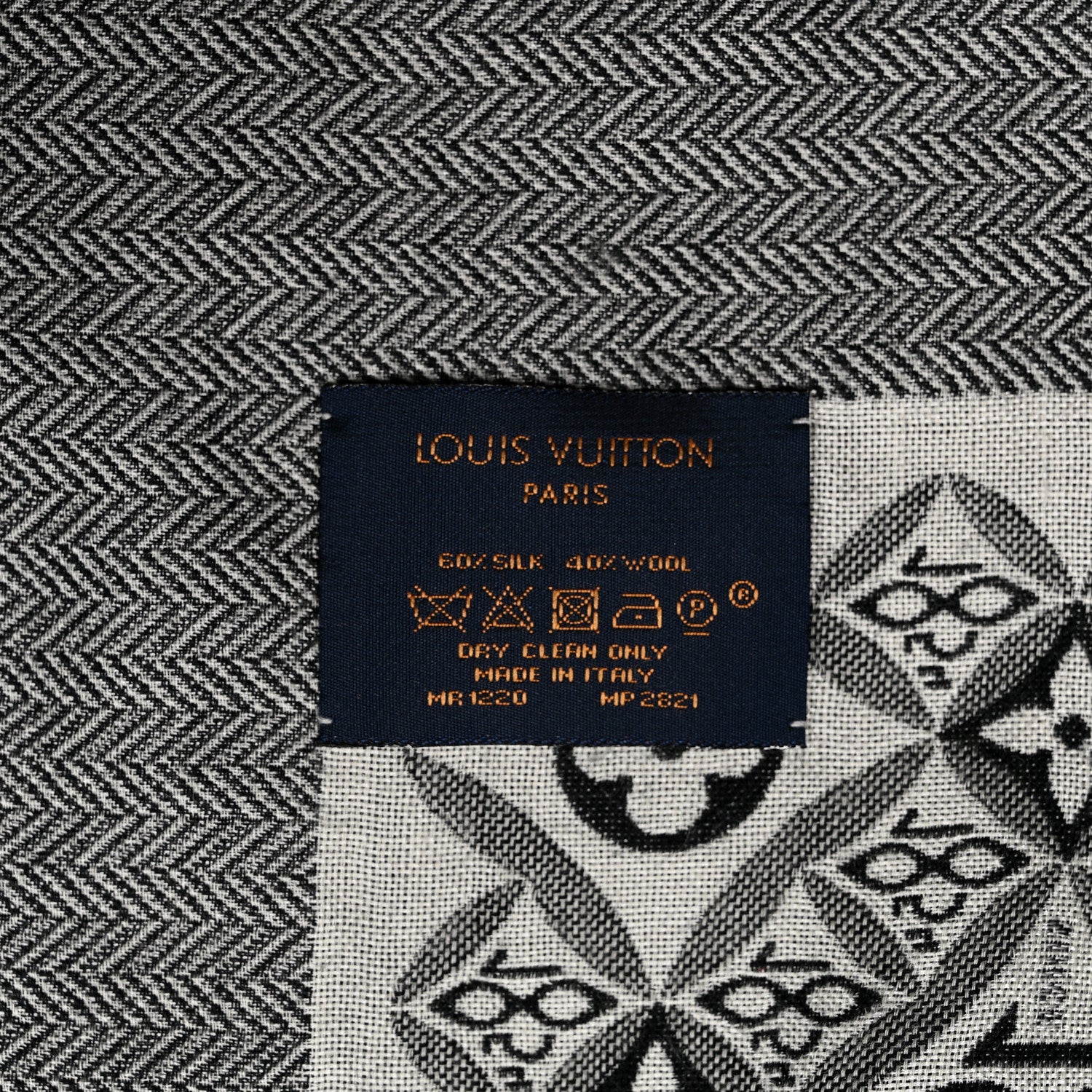 Louis Vuitton Silk Wool Jacquard Since 1854 Monogram Shawl Gray 6 of 6