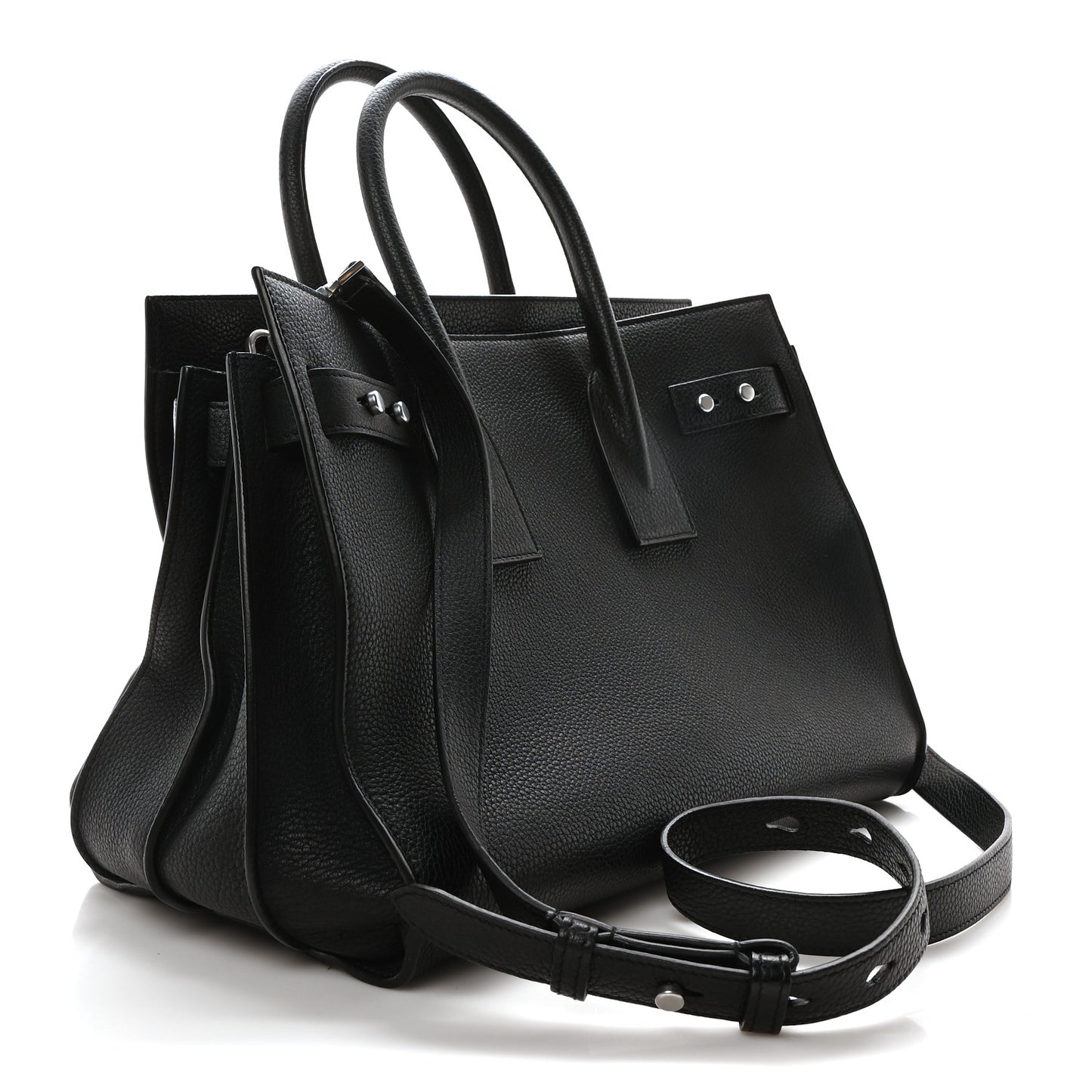Grained Calfskin Small Supple Sac De Jour  Black