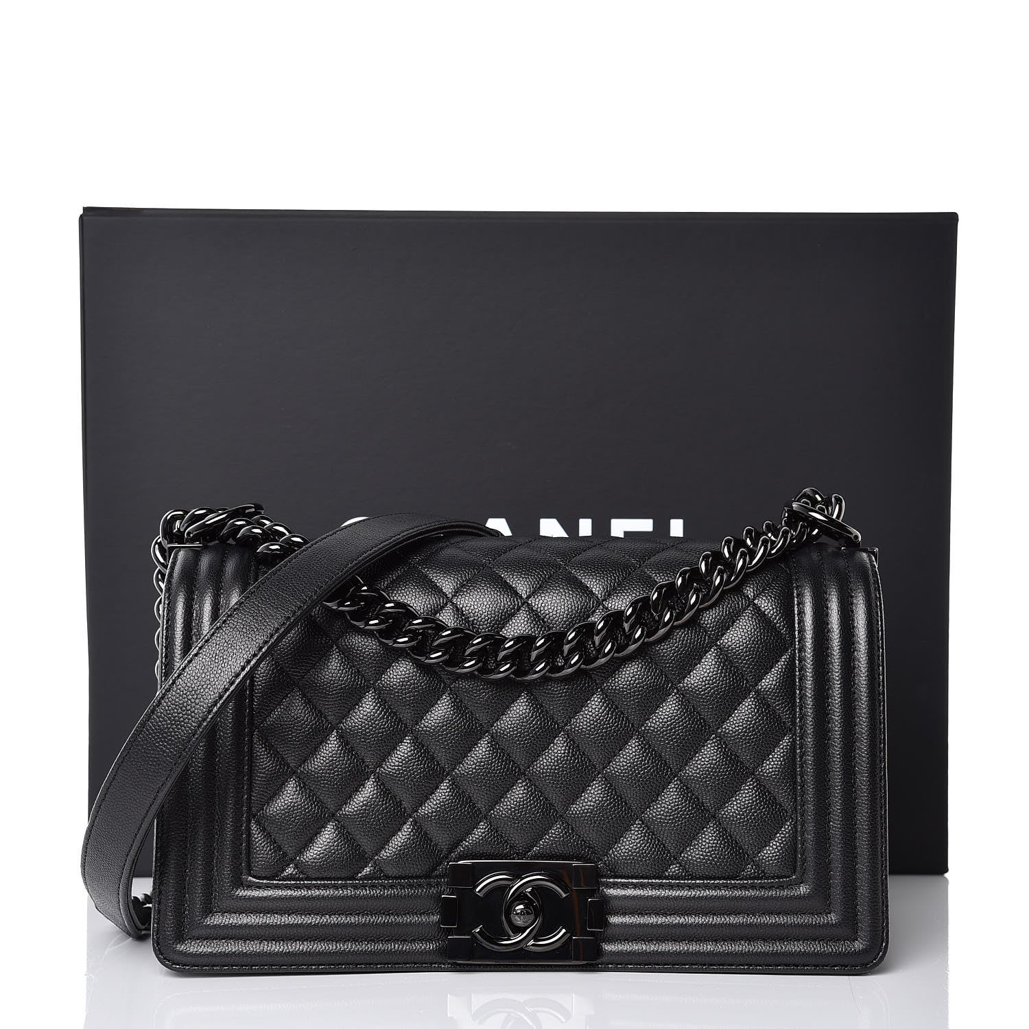 Chanel Caviar Quilted Medium Boy Flap So Black 8 of 8