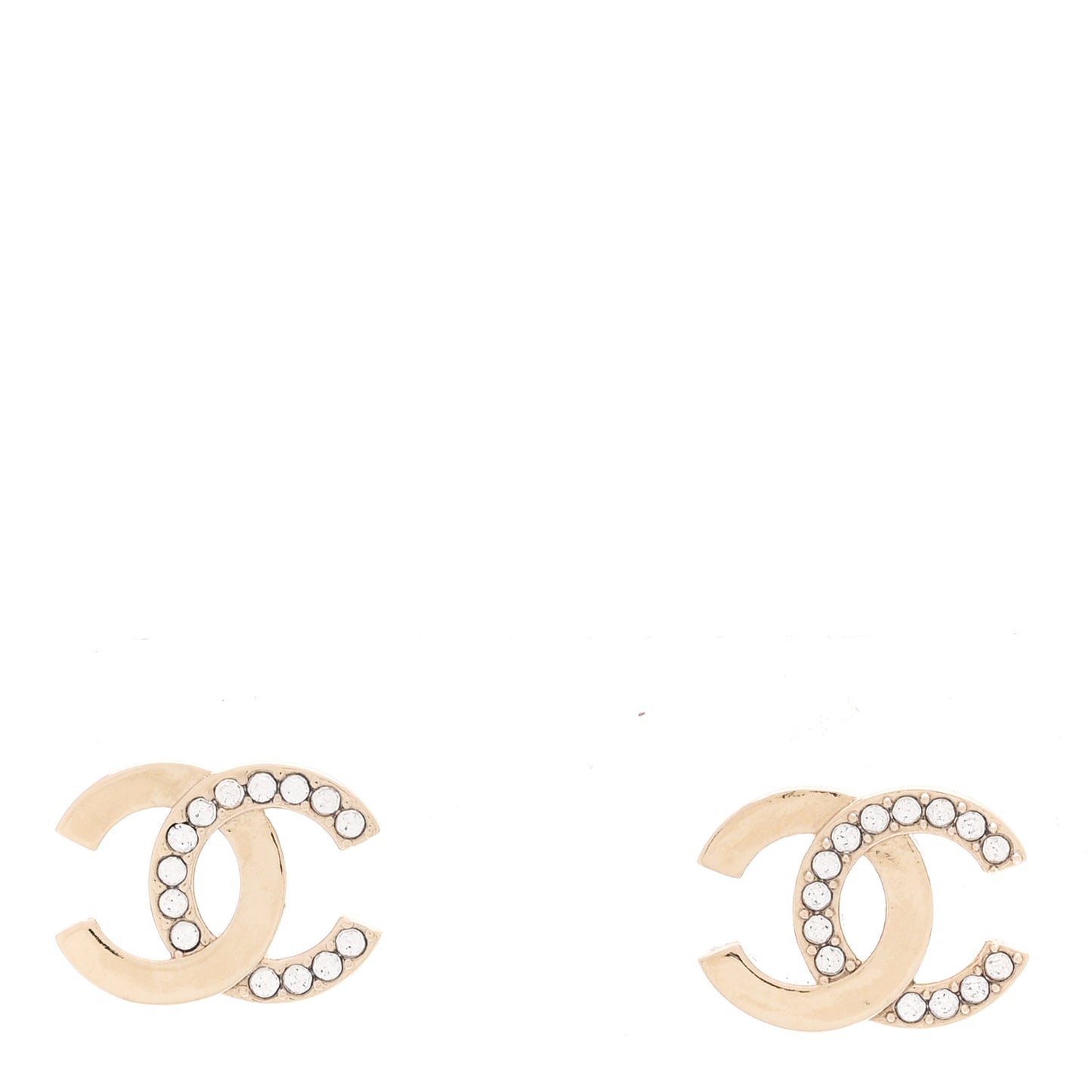 Metal Crystal CC Earrings Gold