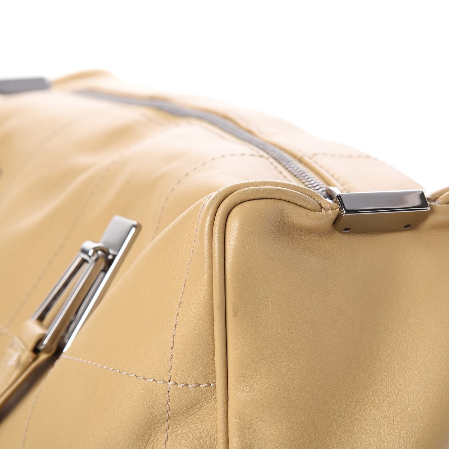 Calfskin Square Stitched Large Tote Beige
