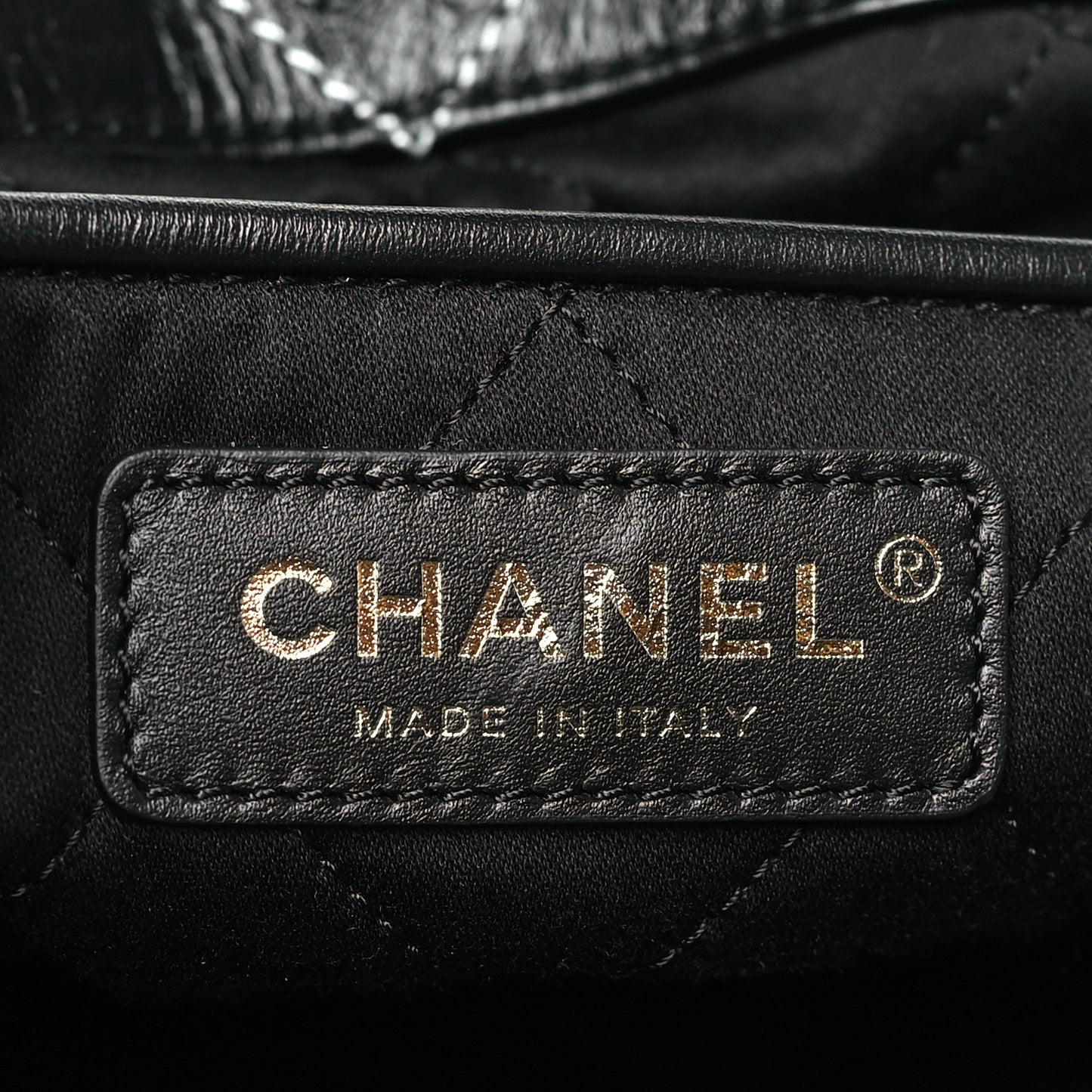 Shiny Calfskin Stitched Quilted Chanel 22 Backpack Black