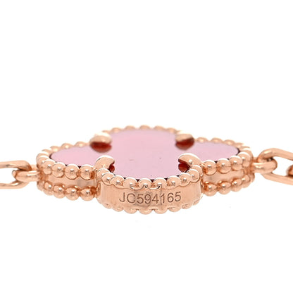 Van Cleef & Arpels 18K Rose Gold Carnelian 5 Motifs Guilloche Vintage Alhambra Bracelet 7 of 10