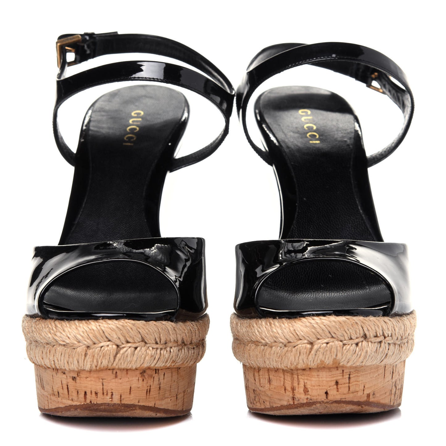 Patent Cork Hollie Wedge Sandals 36.5 Black