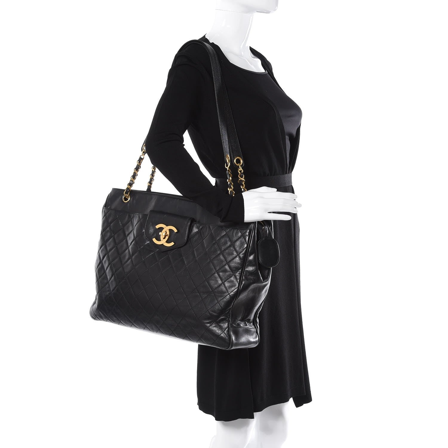 Chanel Lambskin Quilted Weekender Bag Black 2 of 9