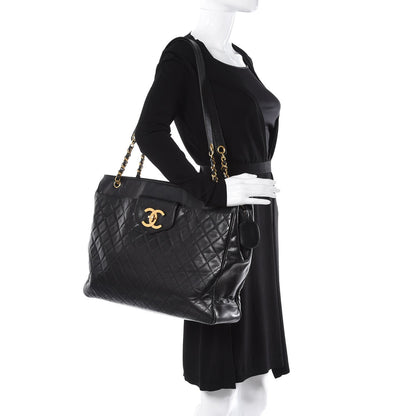 Chanel Lambskin Quilted Weekender Bag Black 2 of 9
