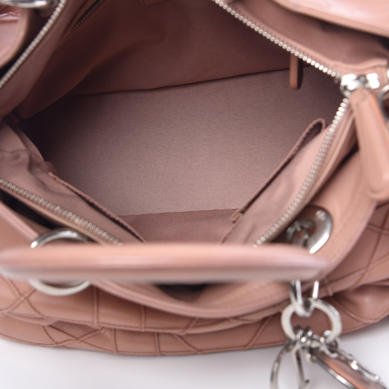 Christian Dior Lambskin Cannage Granville Polochon Bois de Rose 8 of 17
