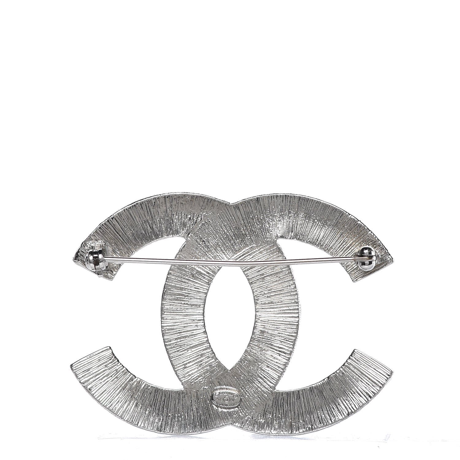 Chanel Baguette Crystal CC Brooch Silver 3 of 5