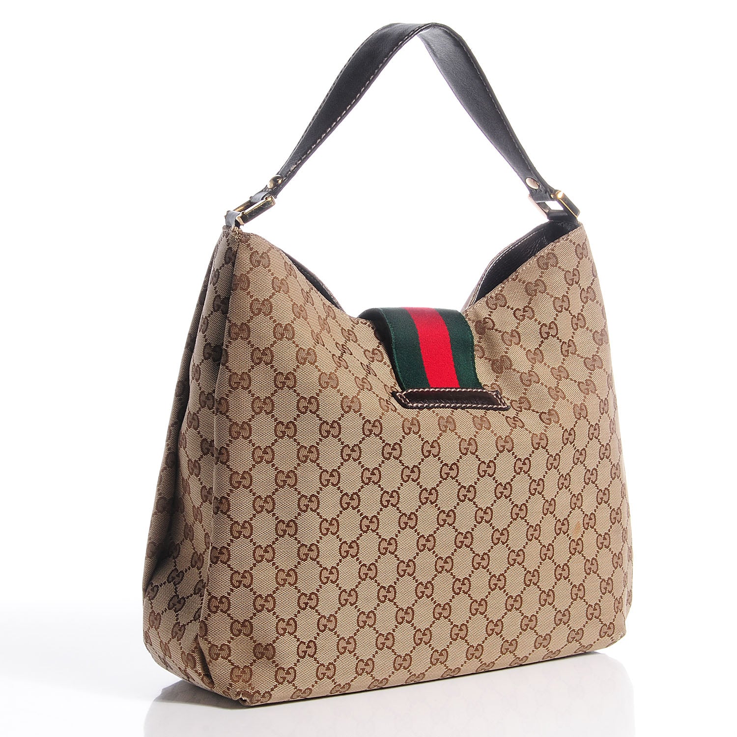 Gucci Monogram New Ladies Web Large Hobo Brown 3 of 7