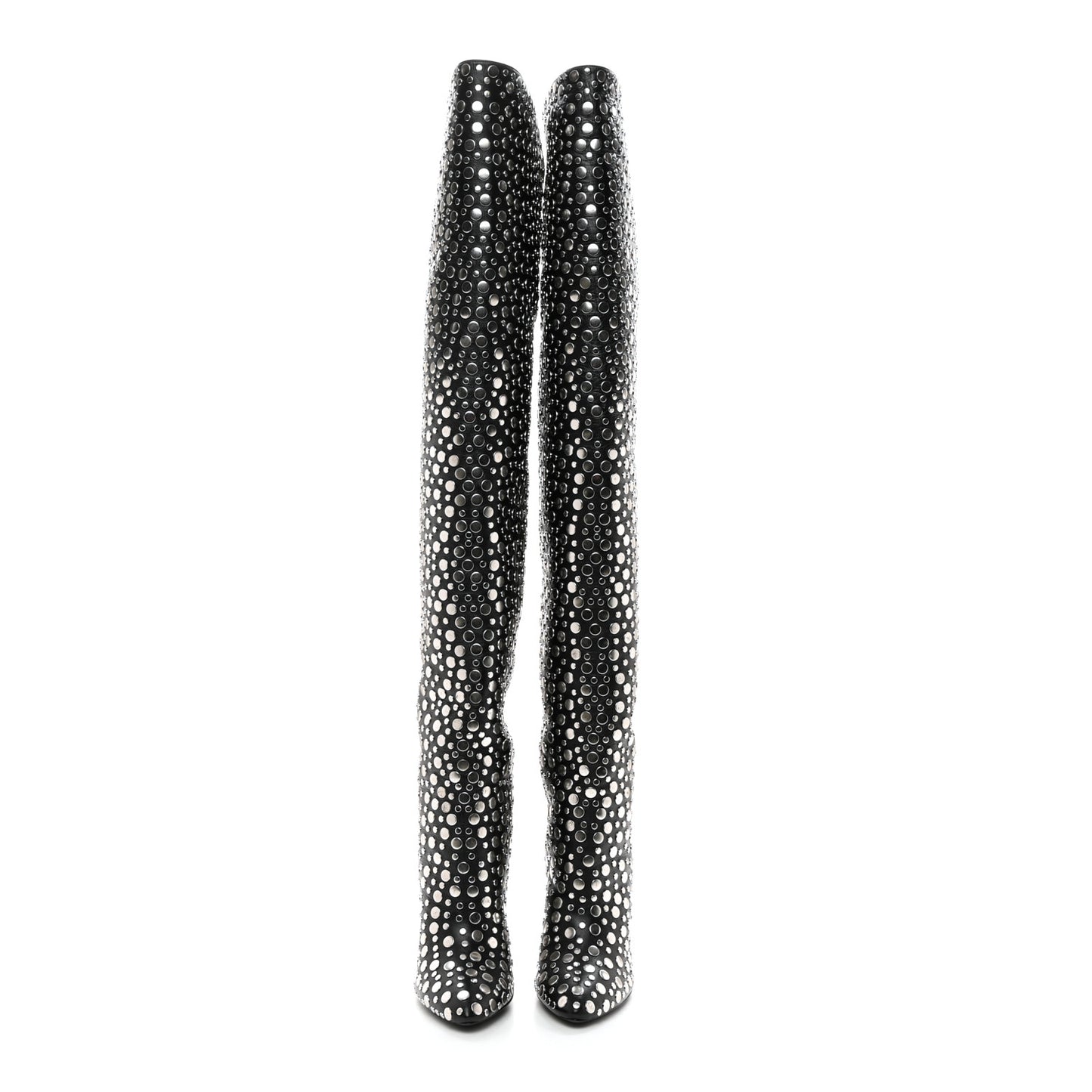 Vertigo Stella Calfskin Nikel Palladio Kiki 110 Studded Over The Knee Boots 37.5 Black