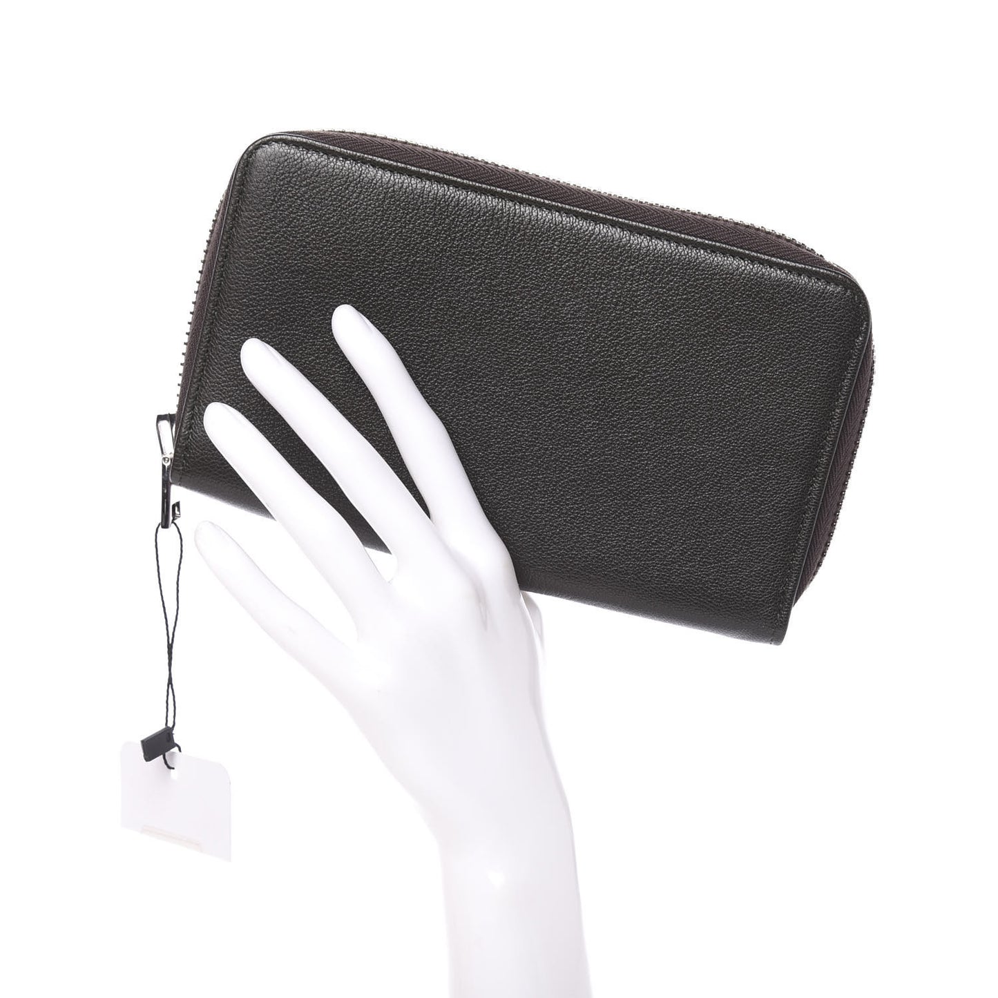Calfskin Zip Around Wallet Dark Brown