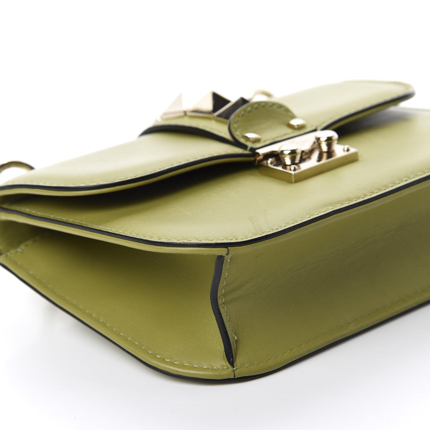 Vitello Small Glam Lock Rockstud Flap Green