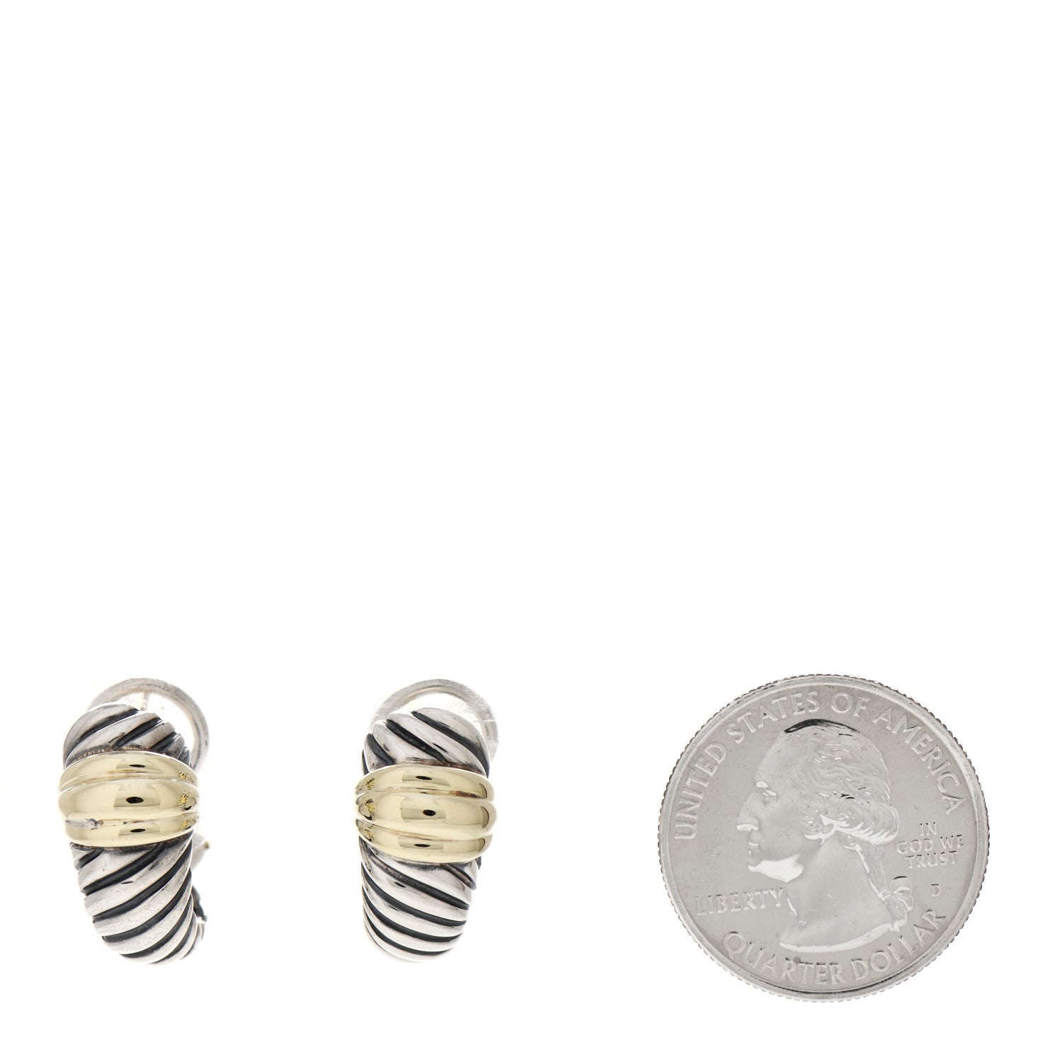 David Yurman Sterling Silver 14K Yellow Gold Thoroughbred Shrimp Earrings 2 of 5