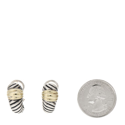 David Yurman Sterling Silver 14K Yellow Gold Thoroughbred Shrimp Earrings 2 of 5