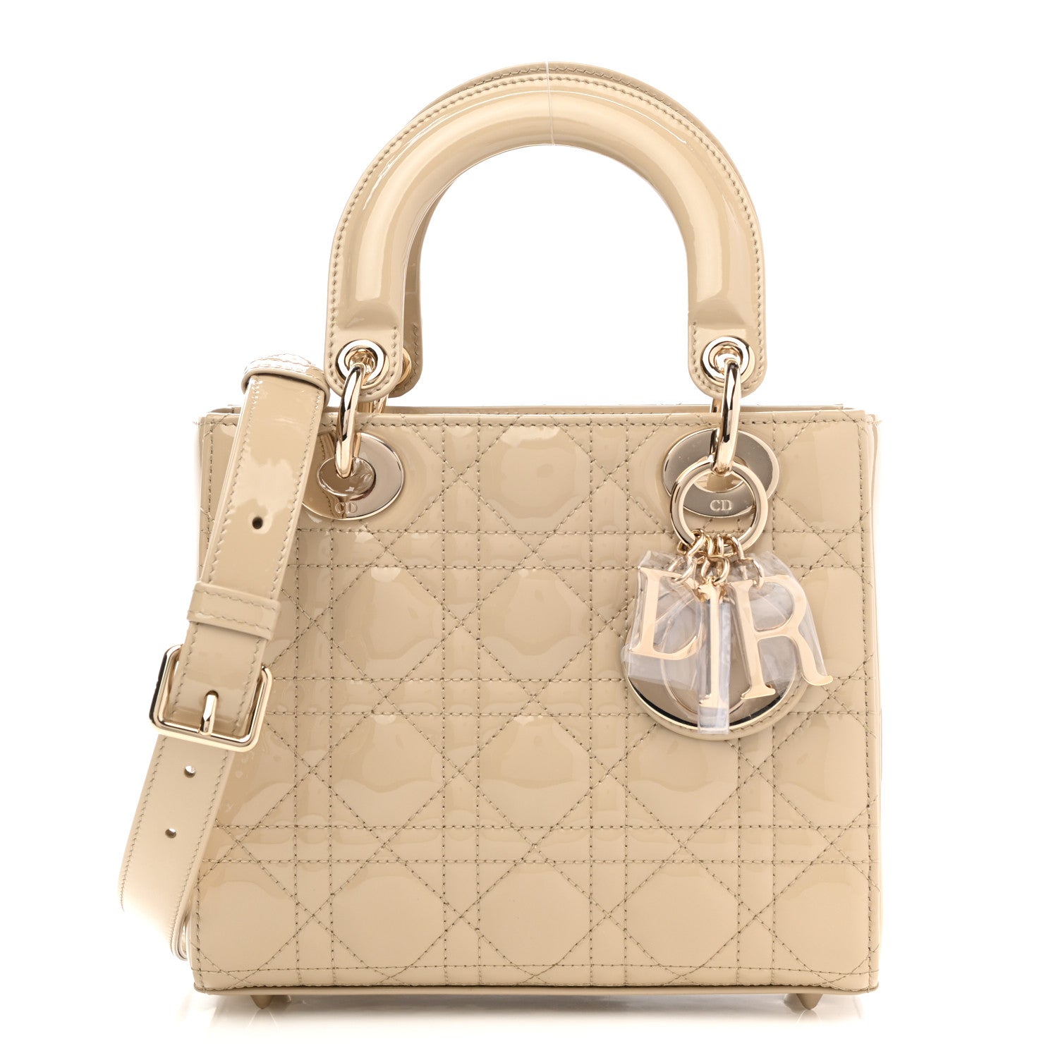 Christian Dior Patent Cannage Small Lady Dior Beige 1 of 9