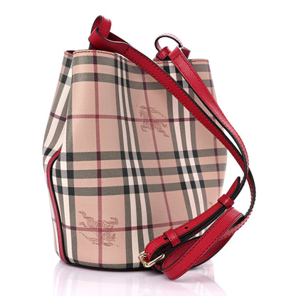 Burberry Haymarket Check Colours Small Lorne Bucket Crossbody Poppy Red 3 of 8