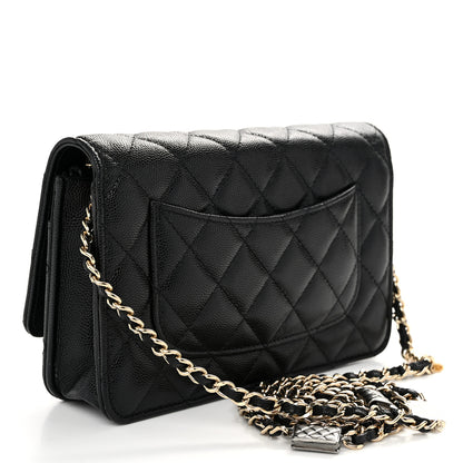 Chanel Caviar Quilted Wallet With Charms On Chain WOC Black 3 of 11