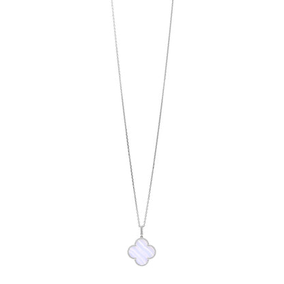 Van Cleef & Arpels 18K White Gold Chalcedony Magic Alhambra Pendant Long Necklace 1 of 5