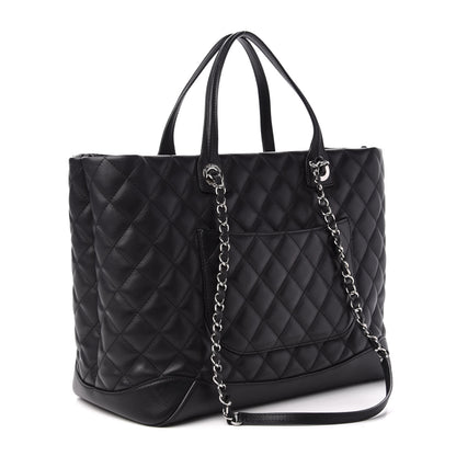 Chanel Calfskin Quilted Large Easy Shopping Tote Black 4 of 11