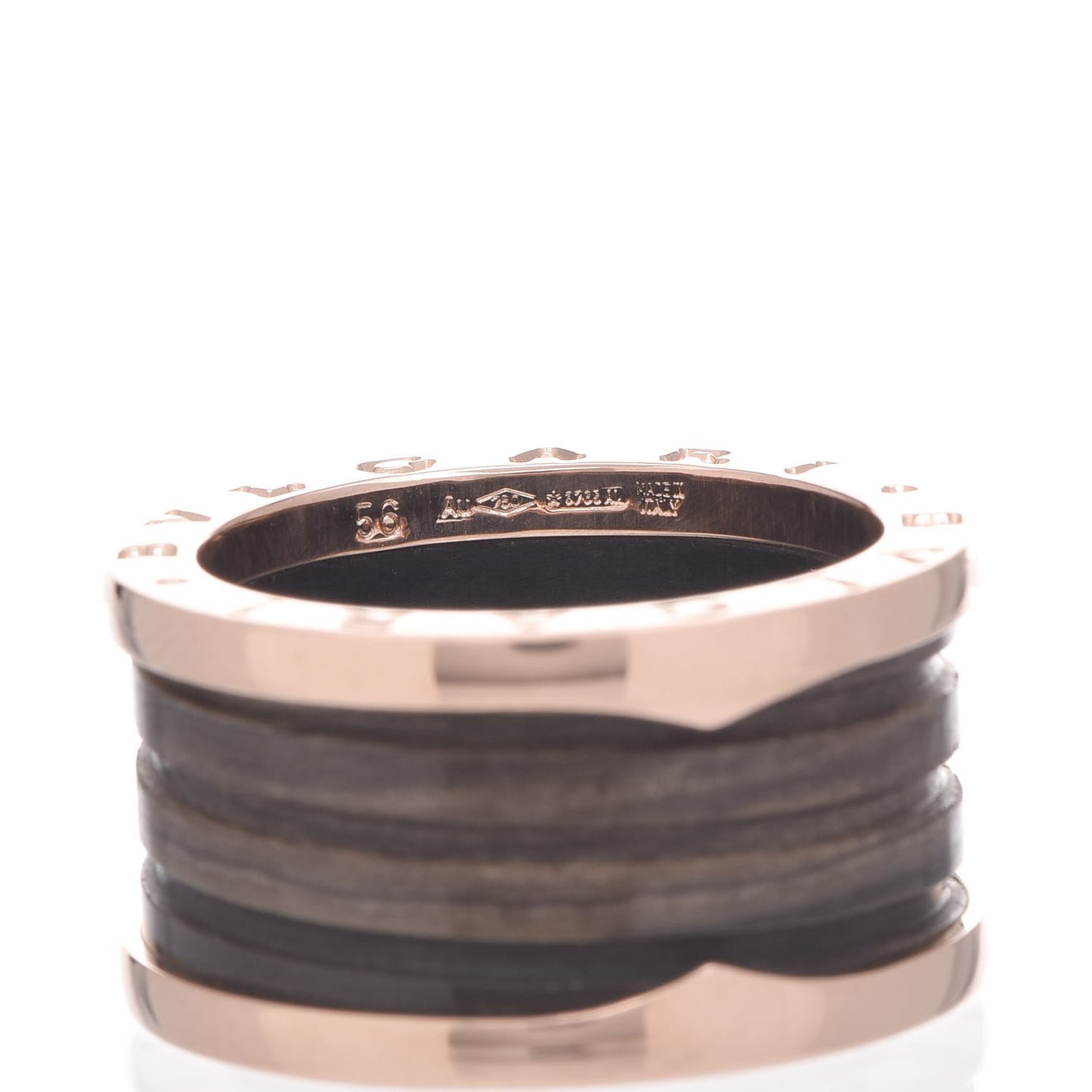 18K Rose Gold Brown Marble B.Zero1 4 Band Ring 56 7.5