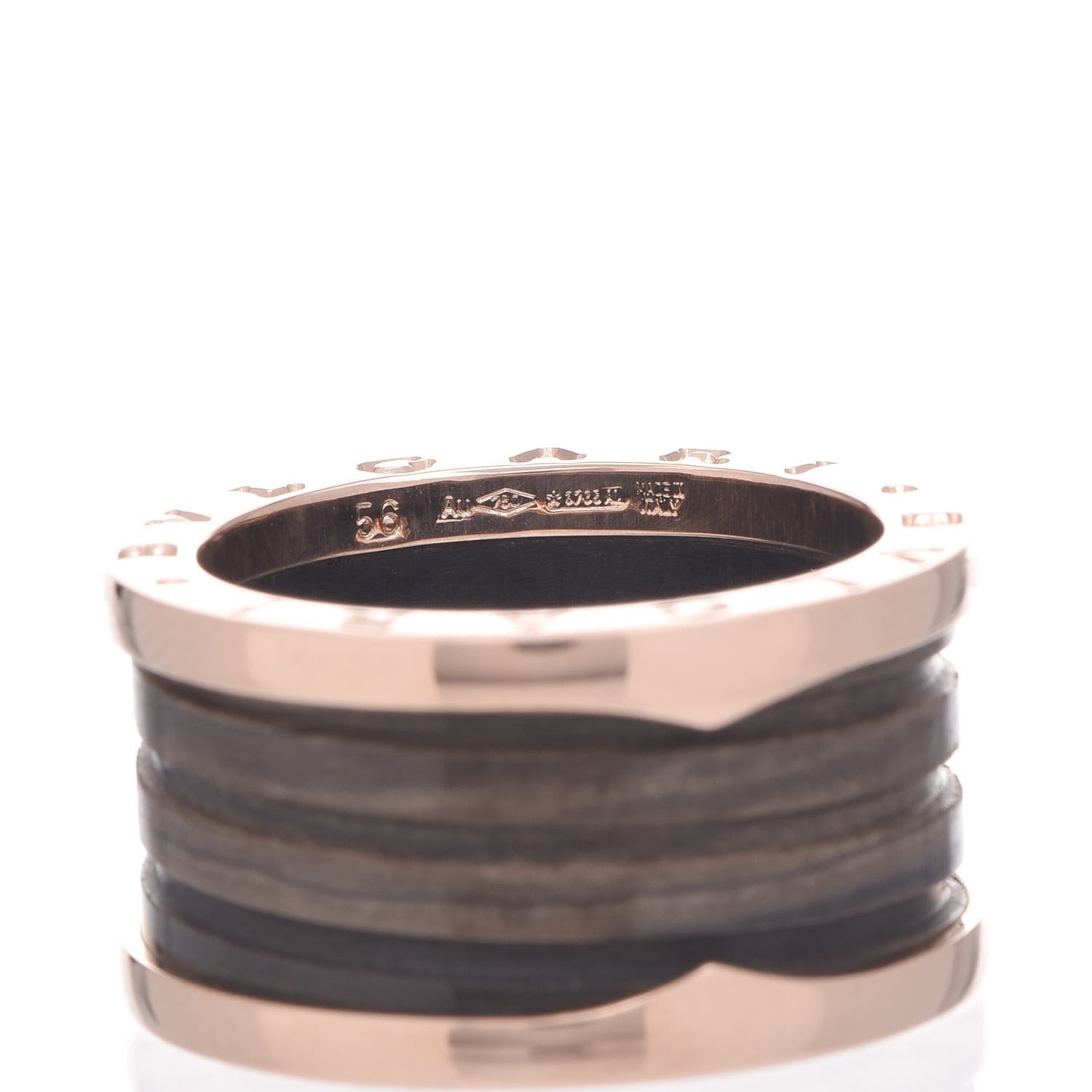 Bulgari 18K Rose Gold Brown Marble B.Zero1 4 Band Ring 56 7.5 4 of 5