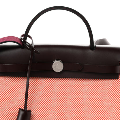 Hermes Criss Viking Vache Hunter Herbag Zip Retourne 31 PM  Ecru Brique Anemone Rouge Sellier 9 of 11
