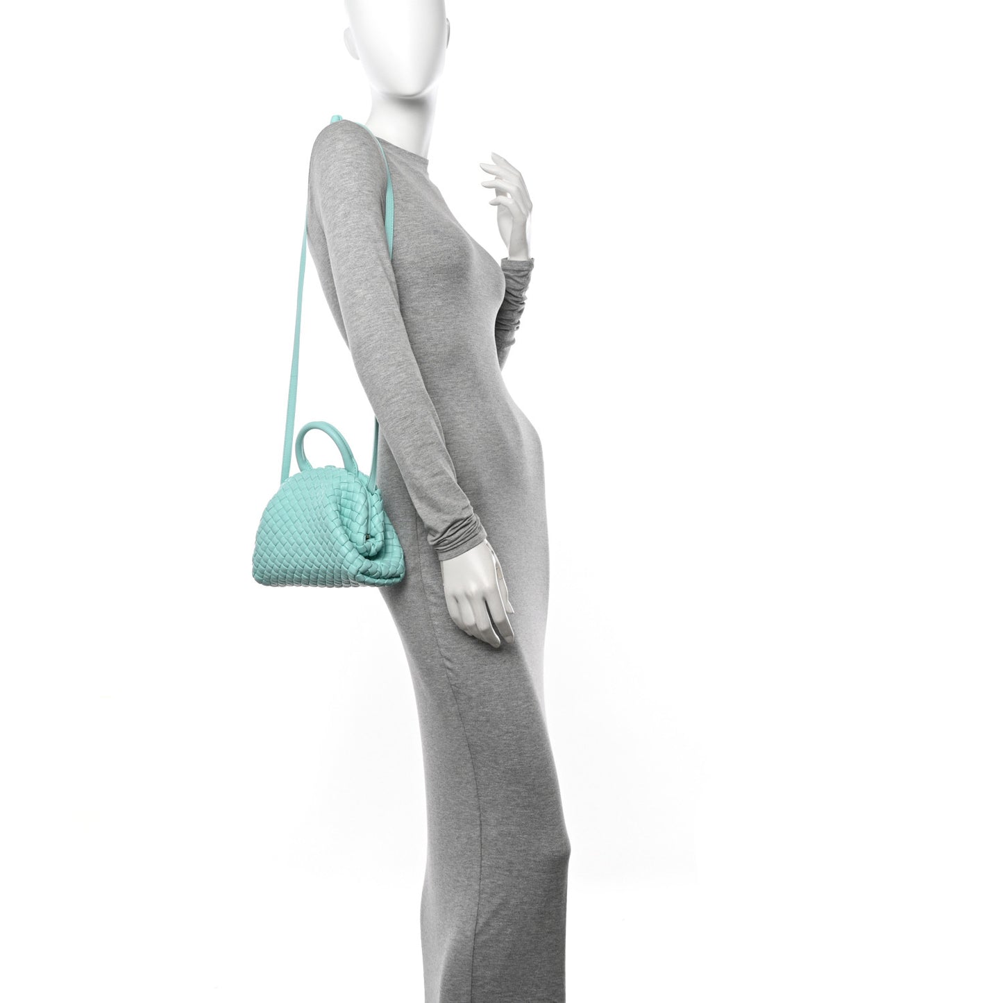 Nappa Intreccio Mini Padded Handle Bag Celadon