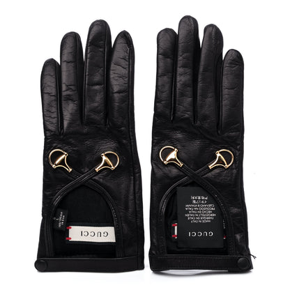 Gucci Lambskin Horsebit Gloves 8 L Black 1 of 4
