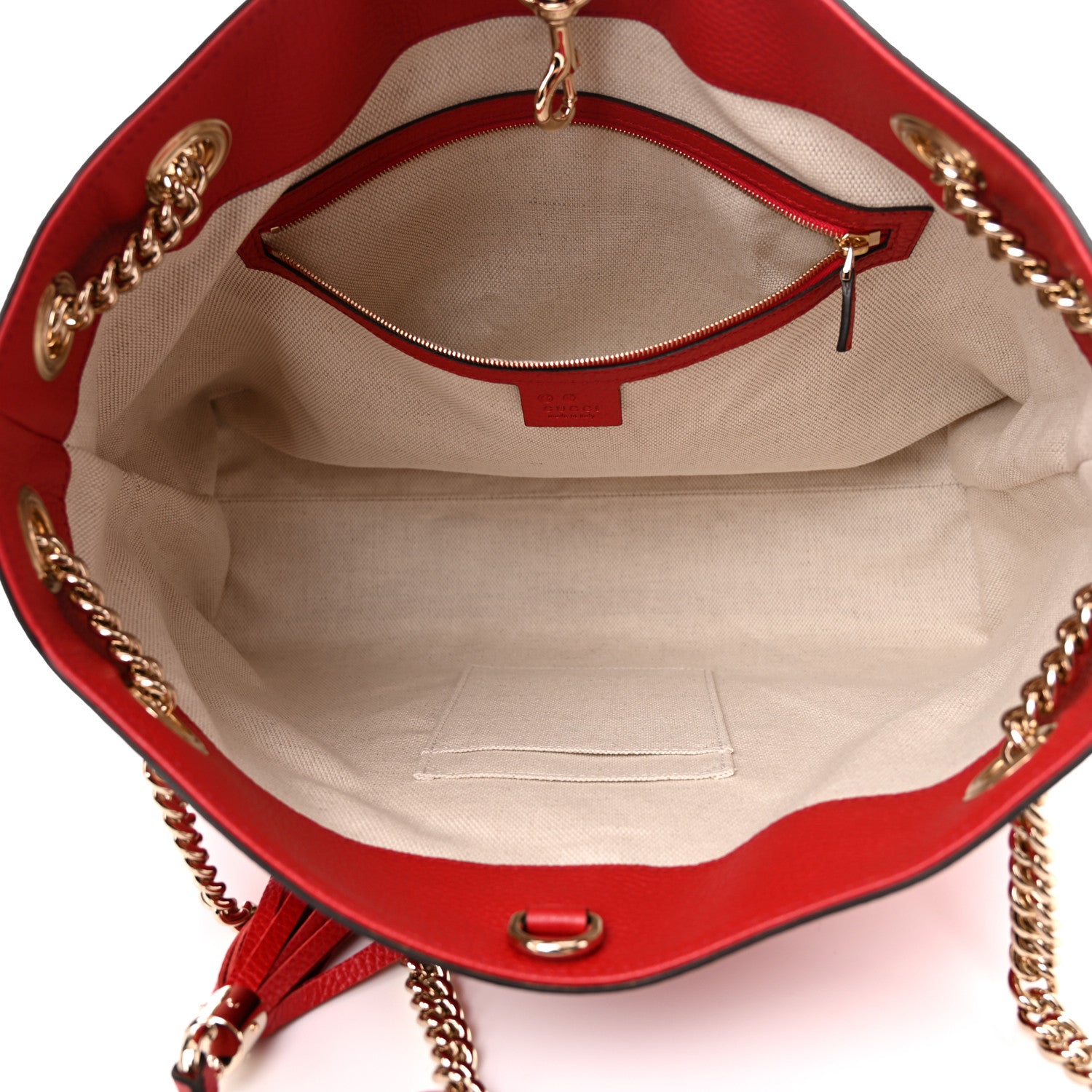 Gucci Cellarius Calfskin Medium Soho Chain Shoulder Bag Vibrant Red 5 of 10