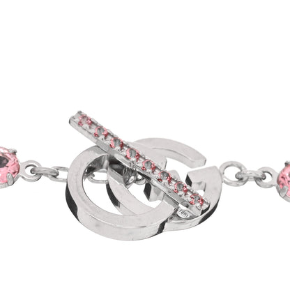 Gucci 18K White Gold Pink Topaz GG Running Bracelet 3 of 4