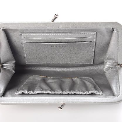 Chanel Lambskin CC Kiss Lock Evening Clutch Grey 5 of 10