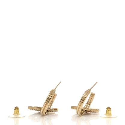 Chanel Crystal CC Drop Earrings Gold Multicolor 3 of 4