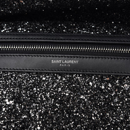 Saint Laurent Glitter Canvas City Backpack Gun Metal 12 of 14
