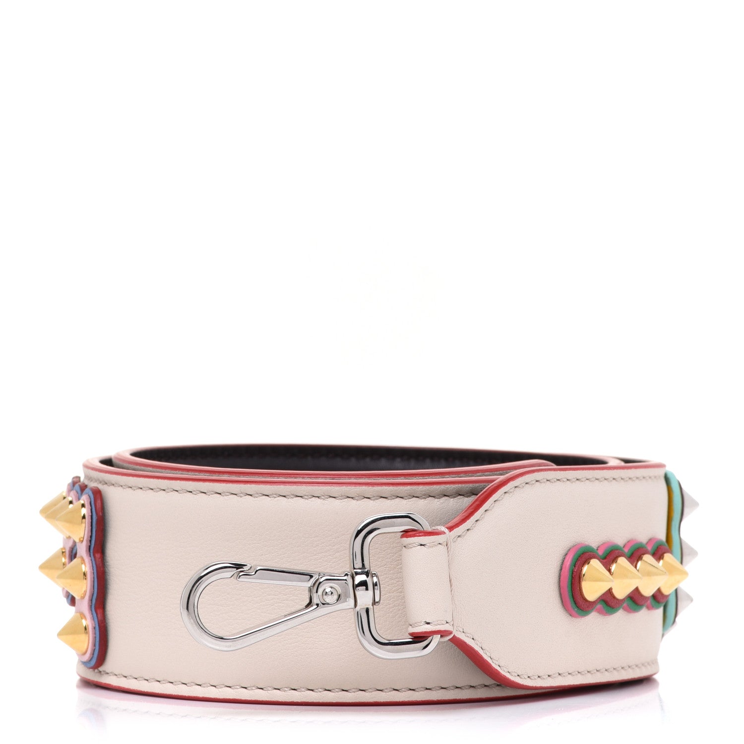 Fendi Vitello Dolce Fun Fair Metal Studded Strap You Camelia Multicolor 2 of 6