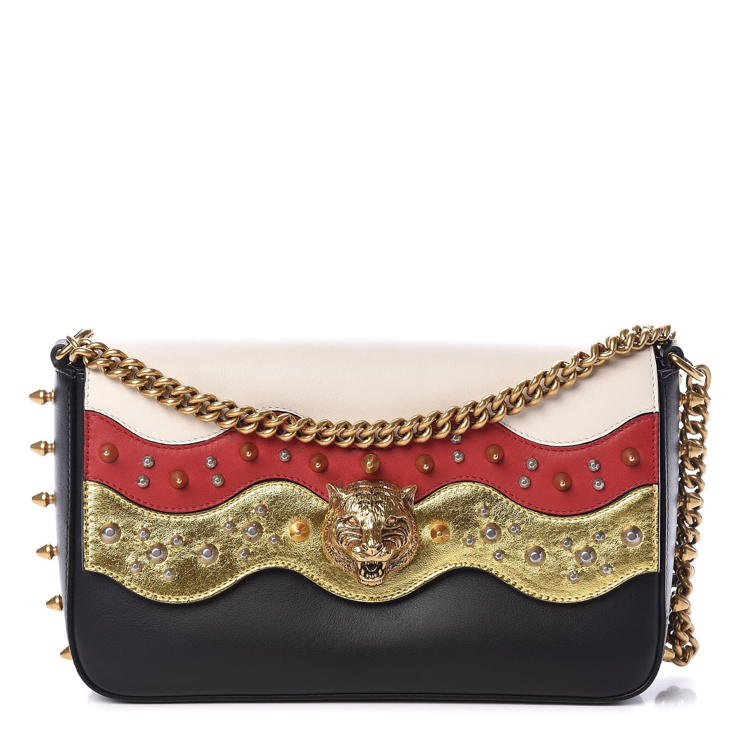 Gucci Nappa Studded Tiger Broadway Chain Shoulder Bag Multicolor 1 of 9