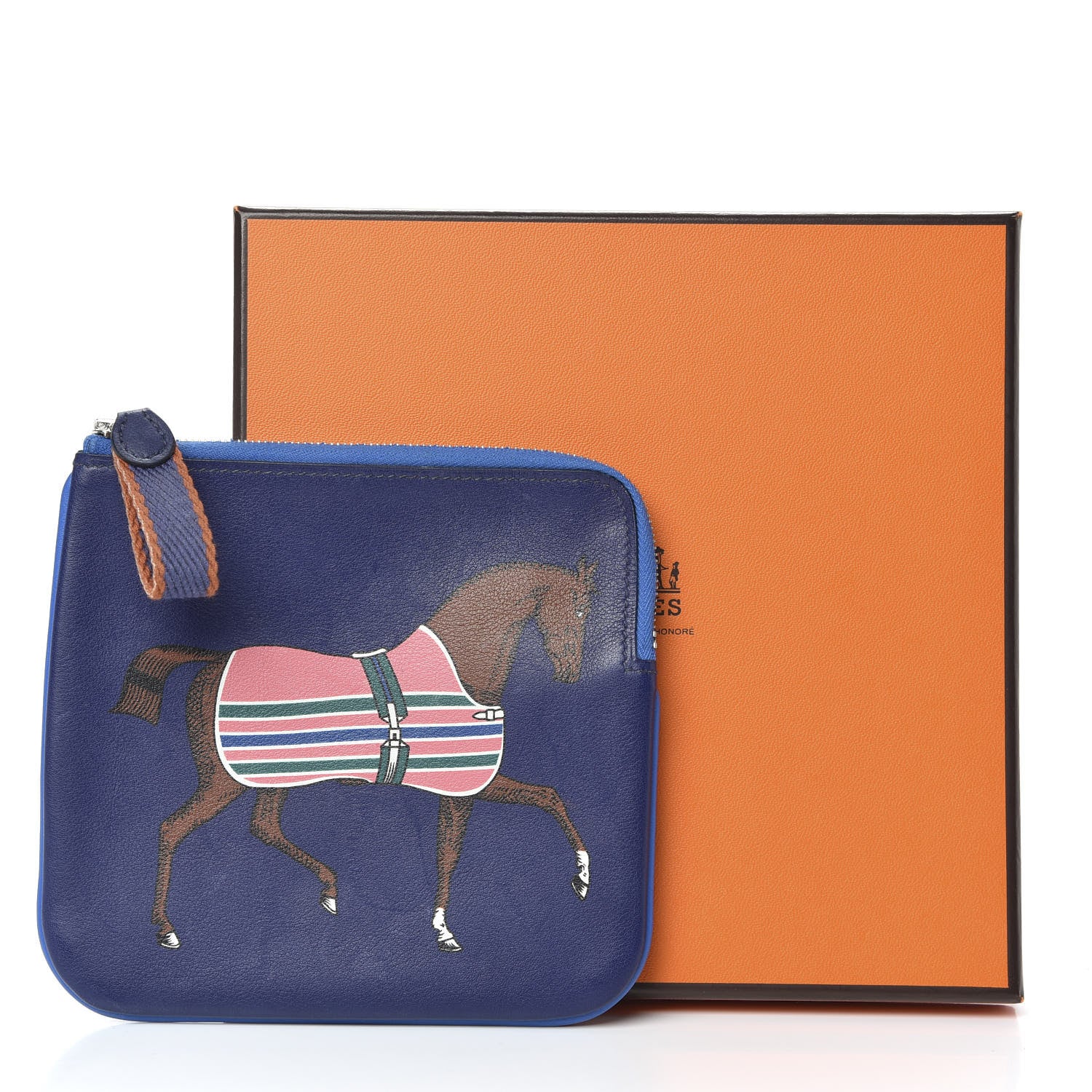 Hermes Swift Couverture Nouvelle Carre Pocket Pouch Bleu Encre Rose D'Ete 8 of 8