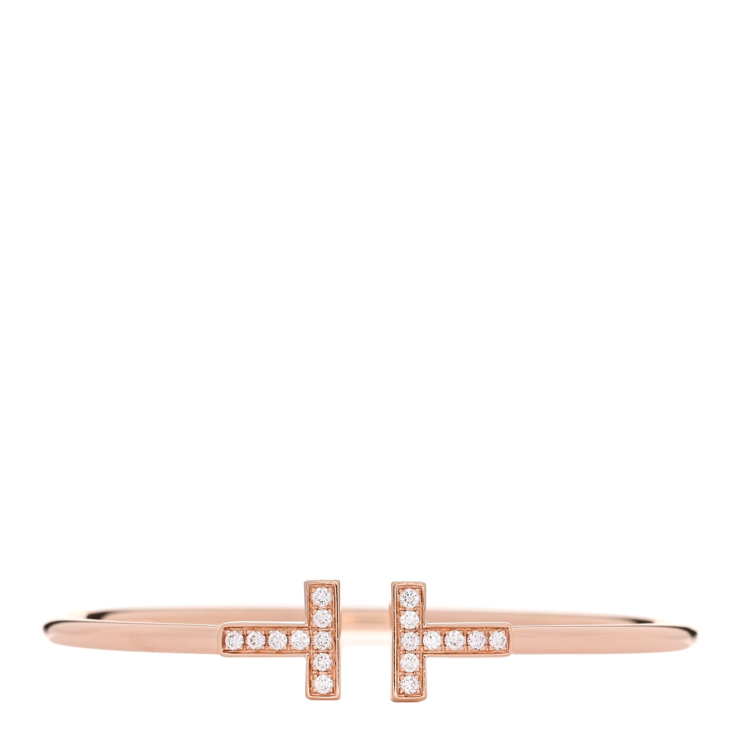18K Rose Gold Diamond T Wire Bracelet