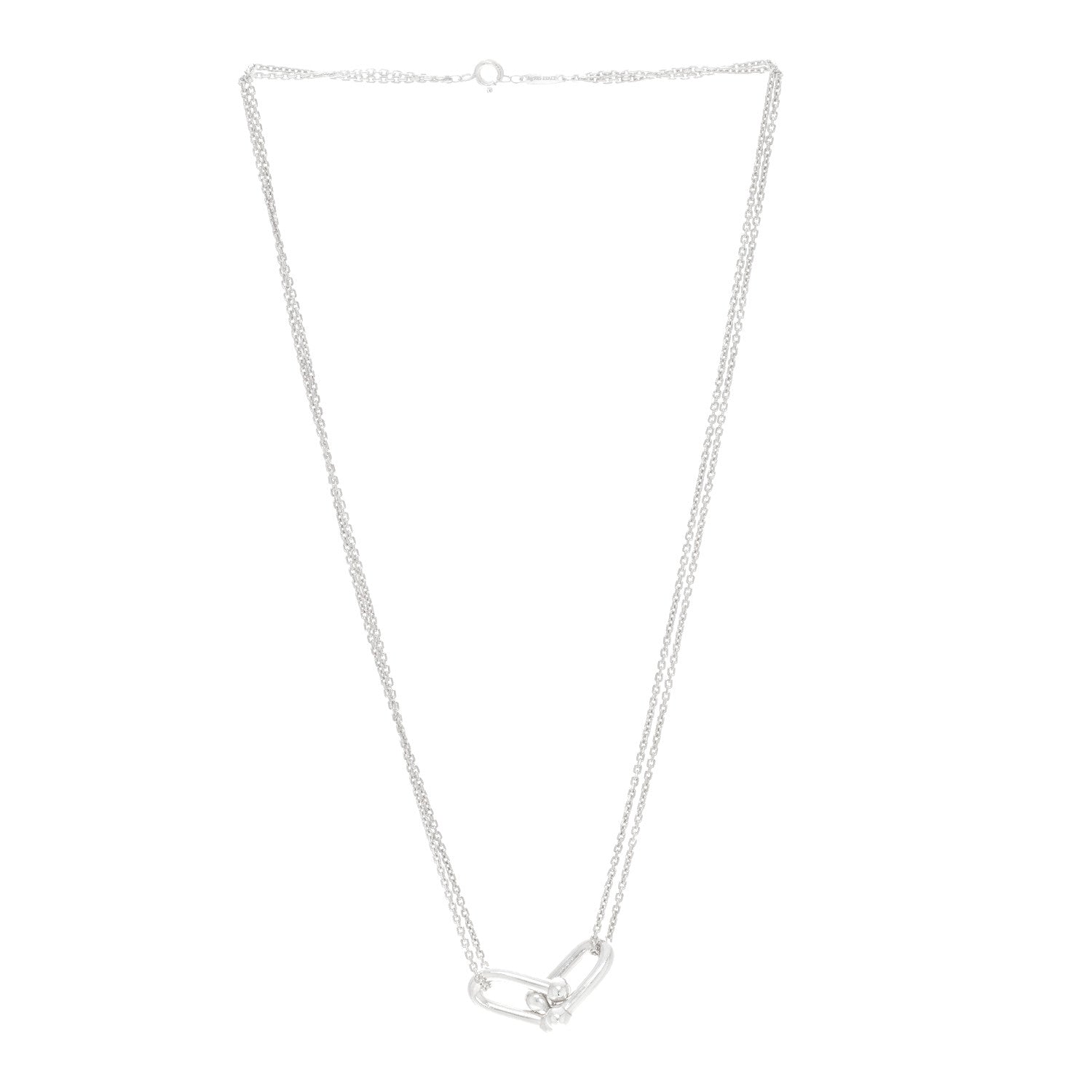 Tiffany Sterling Silver Double HardWear Link Pendant Necklace 3 of 5