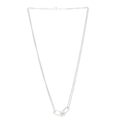 Tiffany Sterling Silver Double HardWear Link Pendant Necklace 3 of 5