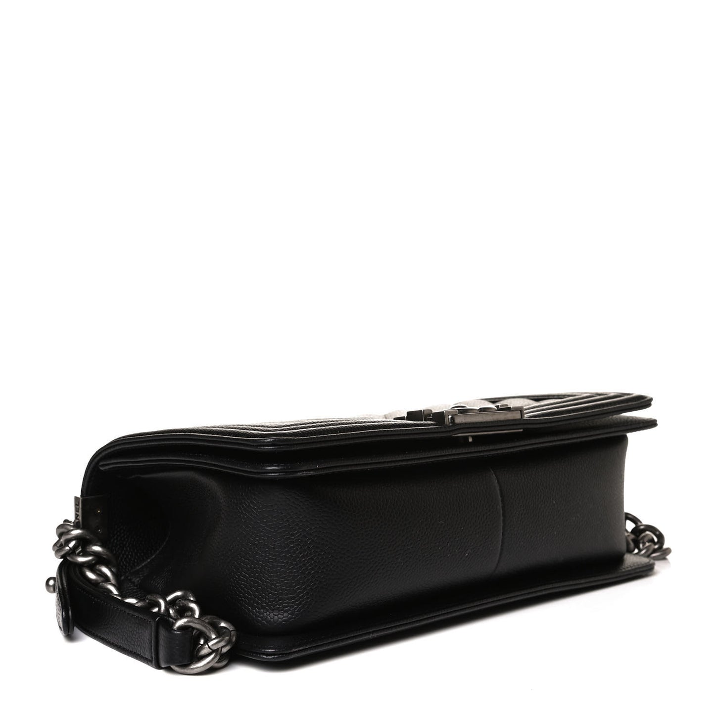 Caviar Chevron Quilted Medium Boy Flap Black