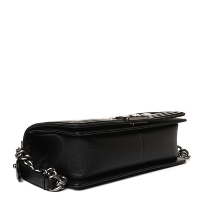 Chanel Caviar Chevron Quilted Medium Boy Flap Black 3 of 16