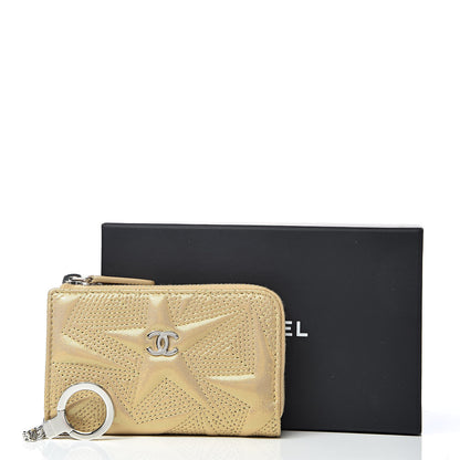 Chanel Metallic Lambskin Star Embossed Coin Key Pouch Gold 8 of 8