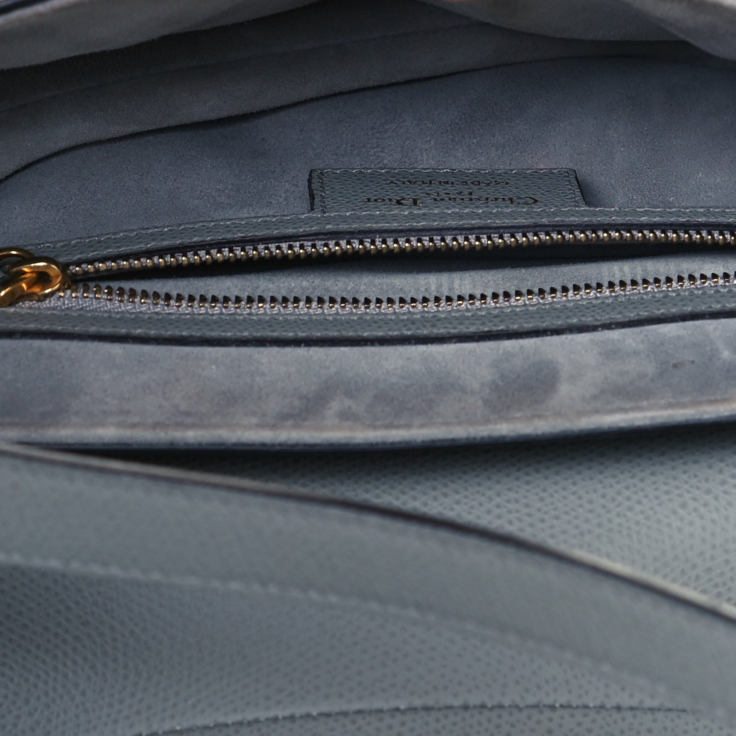 Christian Dior Grained Calfskin Saddle Bag Sky Blue 5 of 12