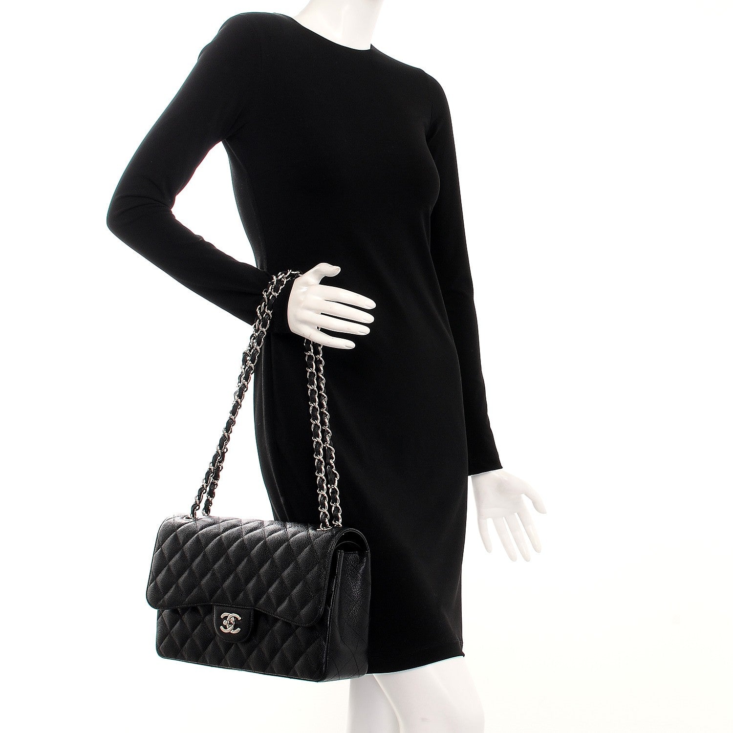 Chanel Caviar Quilted Jumbo Double Flap Black 3 of 9